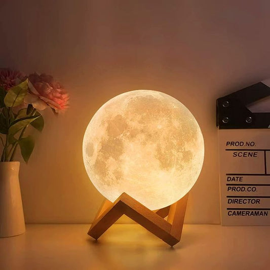 3D Moon Lamp – Warm LED Night Light For Bedroom Decor