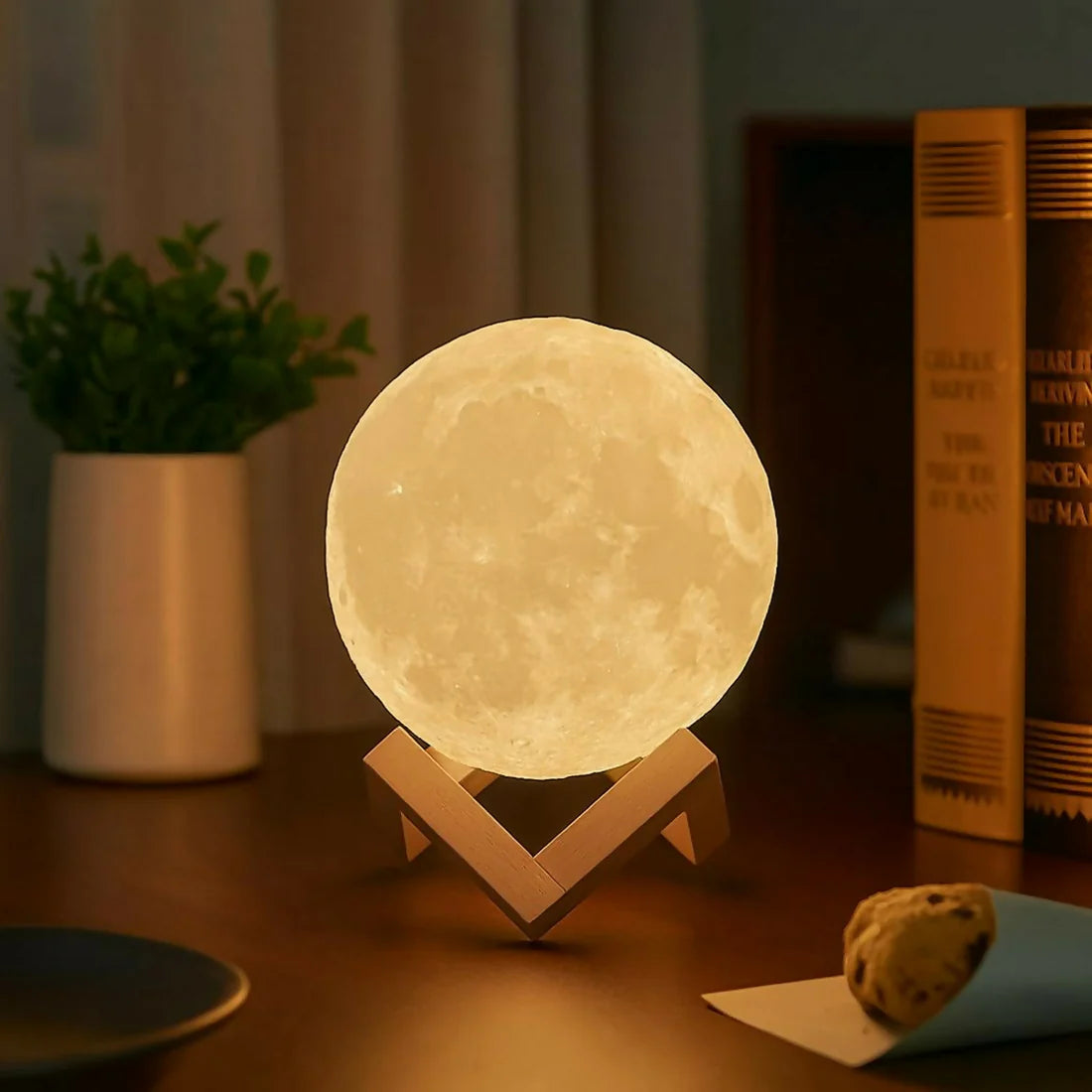 3D Moon Lamp – Warm LED Night Light For Bedroom Decor